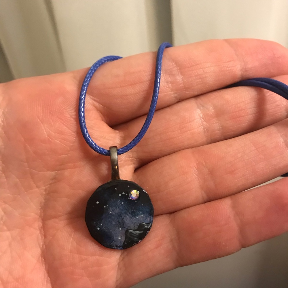 Purple and blue mountain necklace